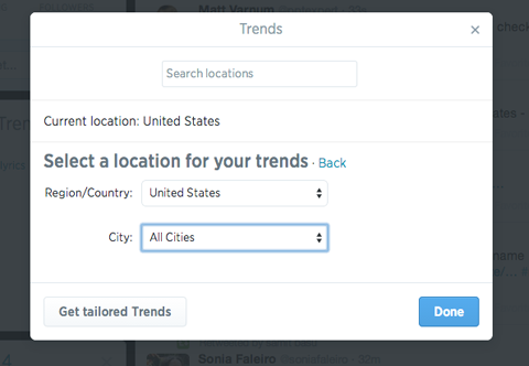 Suche nach Trends auf Twitter