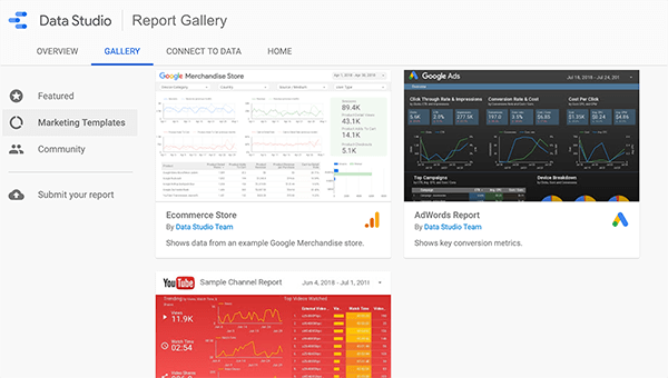 So verwenden Sie Vorlagen in Google Data Studio