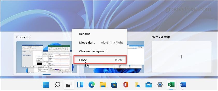 Schließen Sie den virtuellen Desktop Windows 11