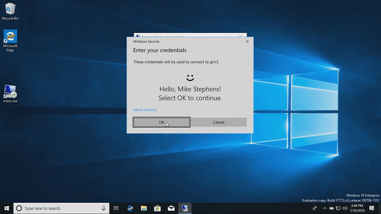 Remote Desktop Biometrics Windows Hallo