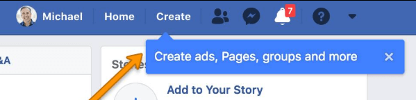 Facebook hat anscheinend eine neue Menüschaltfläche in der oberen Navigationsleiste eingeführt, mit der Benutzer schnell und einfach eine Seite, eine Anzeige, eine Gruppe und mehr erstellen können.