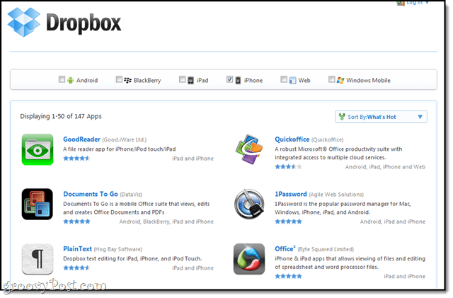 Dropbox-Apps für die mobile API