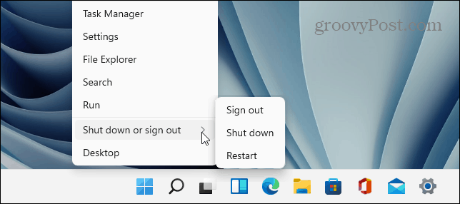 Schaltfläche „Start“ von Windows 11 herunterfahren