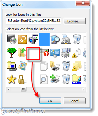 Wählen Sie das transparente Verknüpfungssymbol für Windows 7