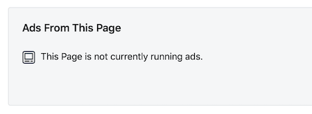 Die Meldung "Auf dieser Seite werden derzeit keine Anzeigen geschaltet" für die Facebook-Seite