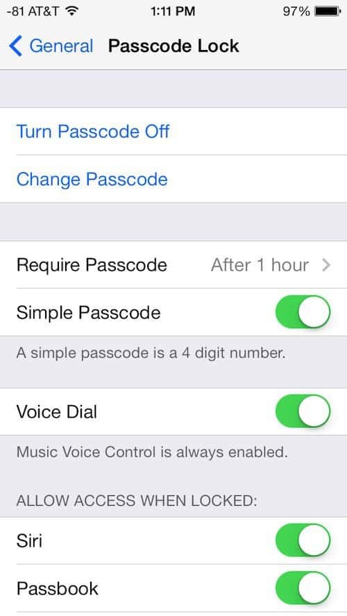 Passcode-Sperre iOS 7_2