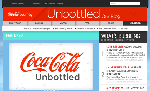 Coca-Colas Blog ohne Flasche