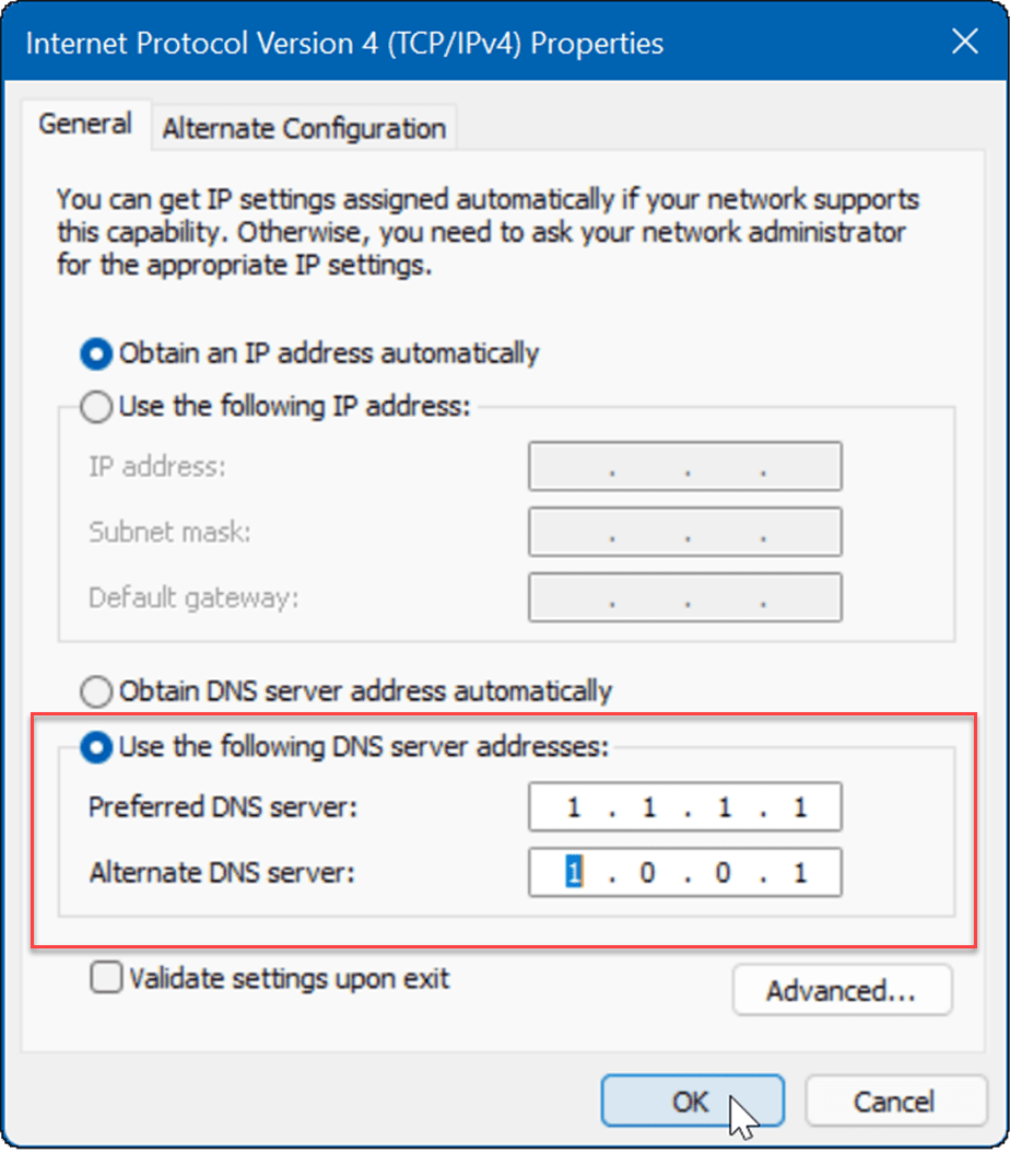 Geben Sie DNS fix langsames Internet unter Windows 11 ein