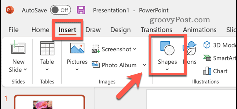 Einfügen einer Form in PowerPoint