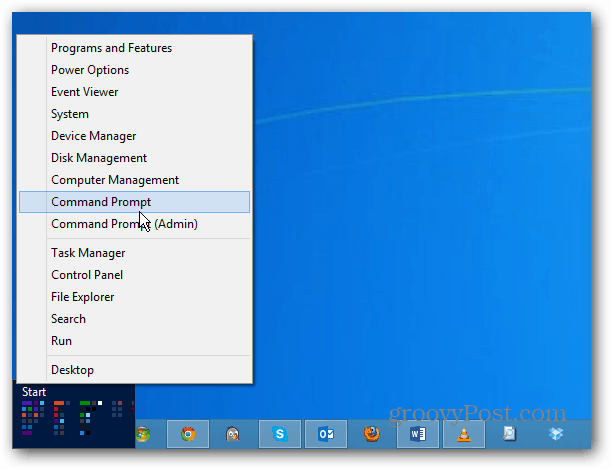 Windows 8 Power-Menü