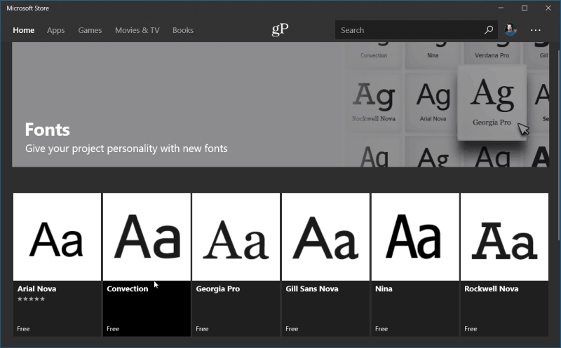 Schriftarten Windows 10 Store