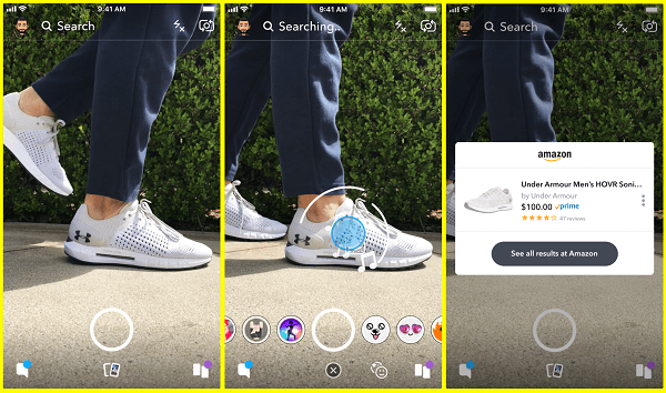 Snapchat testet eine neue Methode zur Suche nach Produkten bei Amazon direkt über die Snapchat-Kamera.
