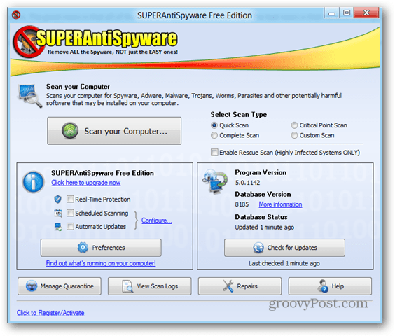 SuperAntiSpyware ist ein fantastisches Anti-Malware-Dienstprogramm