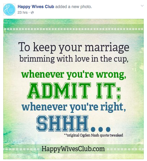 Happy Wives Club Facebook-Post