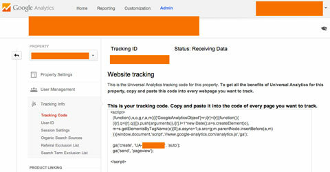 Kopieren Sie das Tracking-Skript in Google Analytics