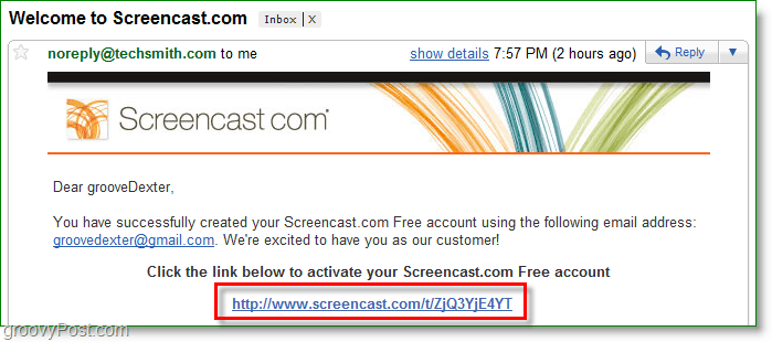 Bestätigen Sie Ihren Screencast-Account per E-Mail