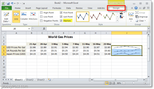 Passen Sie Ihre Excel 2010 Sparklines an