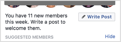 Schreiben Sie einen Beitrag, um neue Mitglieder in Ihrer Facebook-Gruppe willkommen zu heißen.