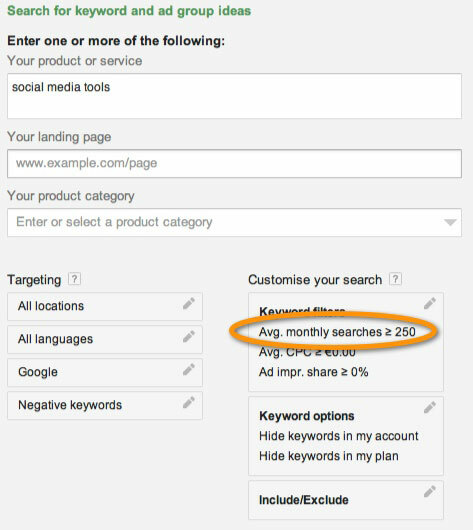 Google Keyword Planer Tool