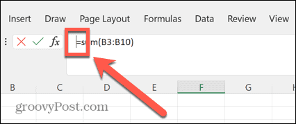 Excel-Formelleistencursor links von gleich