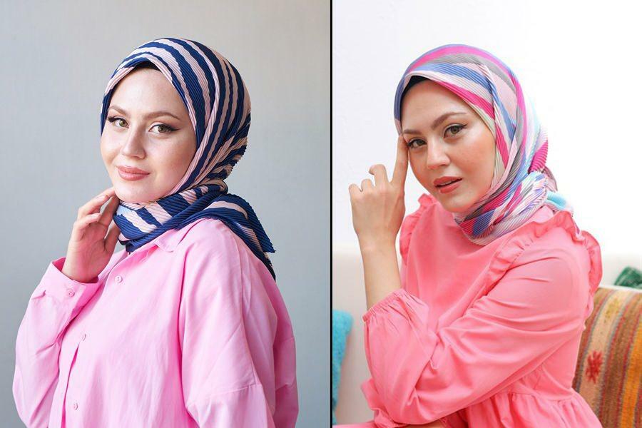 Damen Hijab Plissee Schals Modelle mooncorn