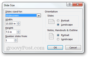 Seiteneinrichtung Powerpoint 2013 Optionen Seitenverhältnis Größenausrichtung