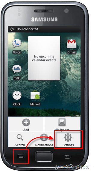 Startbildschirm der Android-Menüeinstellungen