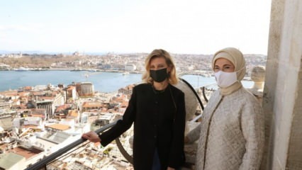 First Lady Erdoğan und die Frau des ukrainischen Präsidenten Zelensky, Olena Zelenska, besuchen Galata