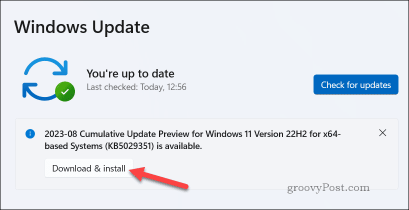 Klicken Sie auf die Schaltfläche „Windows-Update installieren“.