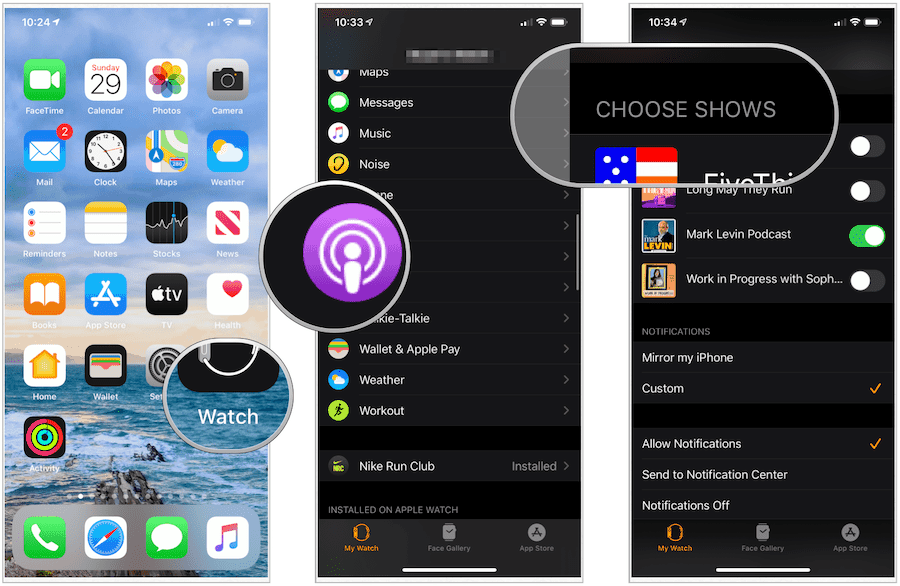 Wählen Sie Podcasts auf der Apple Watch