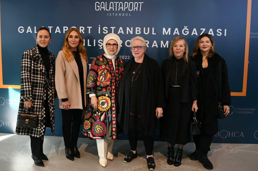 Emine Erdoğan durchschnitt das Eröffnungsband des Galataport Istanbul Bohça Stores