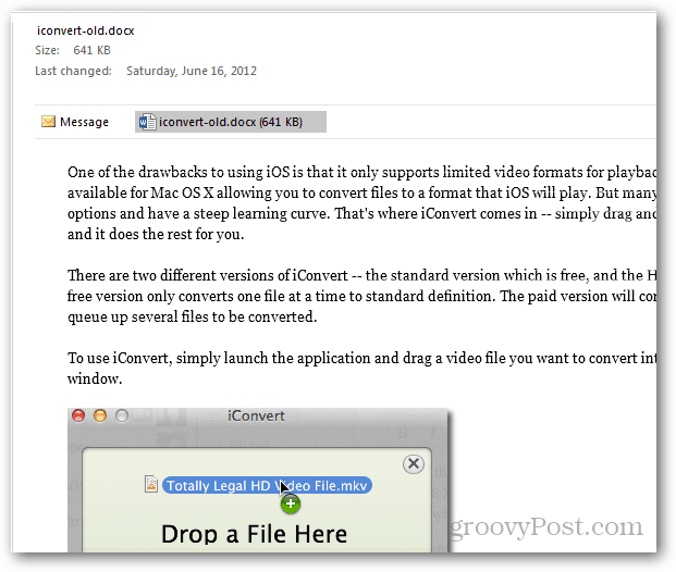 Vorschau von Dokumenten in Outlook