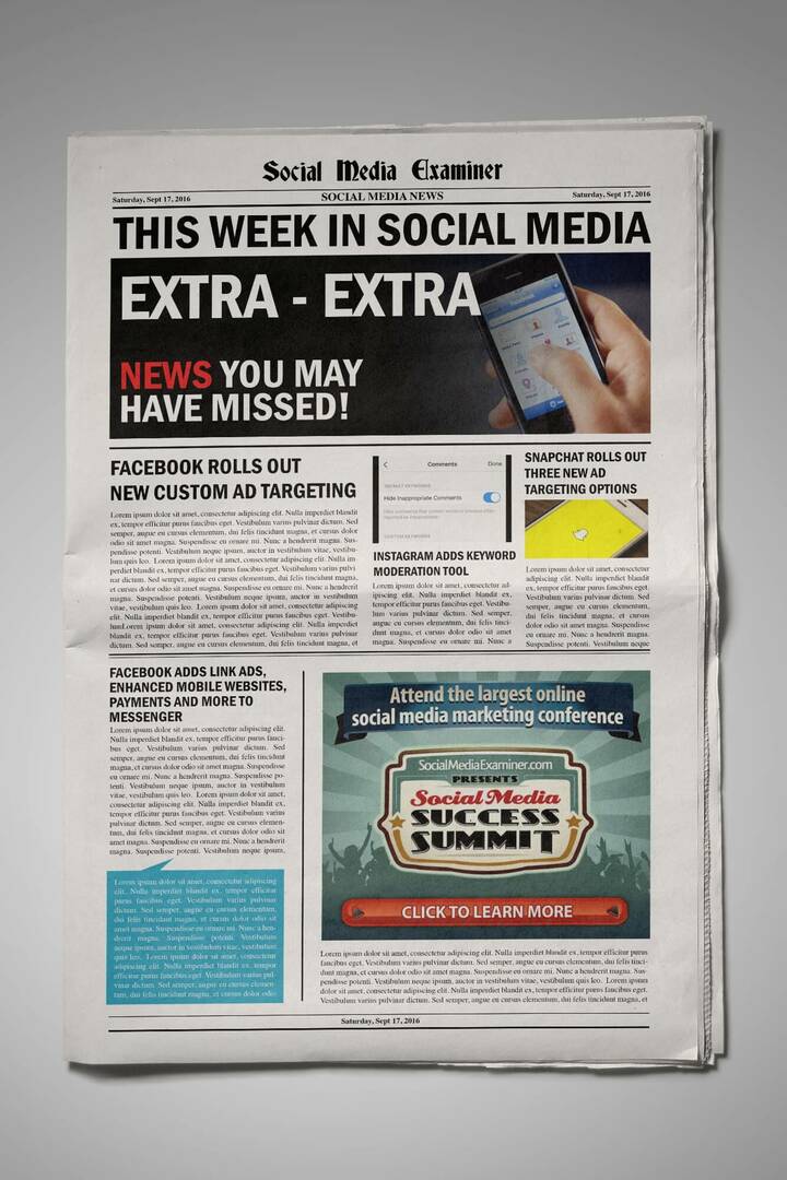 Benutzerdefinierte Facebook-Zielgruppen richten sich jetzt an Canvas-Anzeigenzuschauer: Diese Woche in Social Media: Social Media Examiner