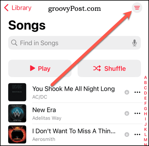 Symbol „Weitere Optionen“ in der Apple Music-Bibliothek