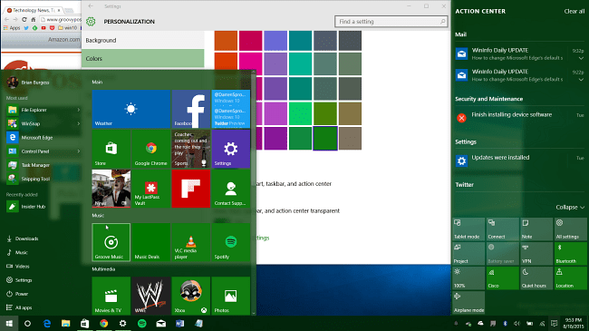 Windows 10 Desktop grün