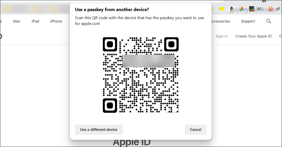 QR-Code-Apple-Konto-Passschlüssel scannen