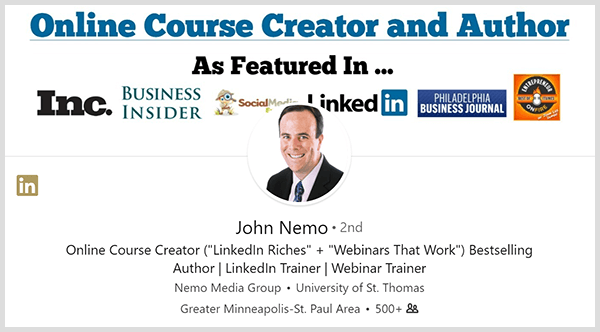 John Nemo nutzte sein LinkedIn-Profil, um neue Kunden zu finden.