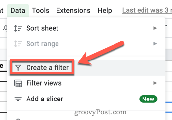 Erstellen eines Filters in Google Sheets