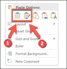 Einfügeoptionen in PowerPoint