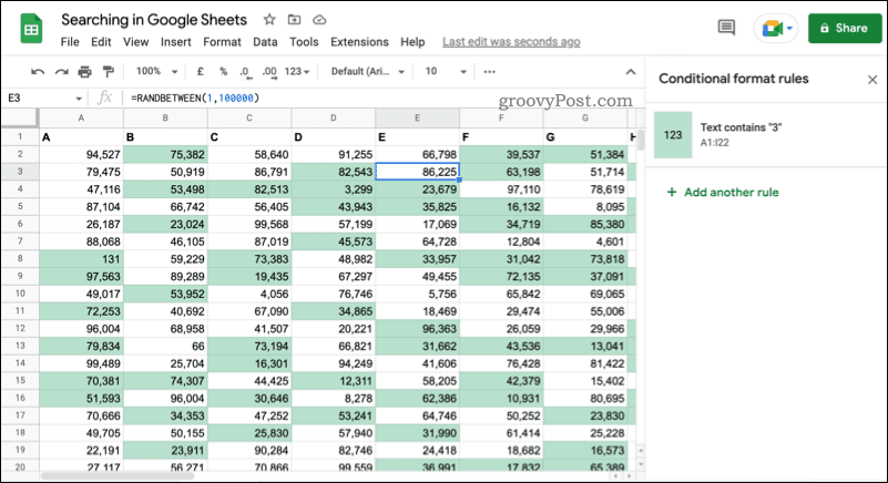 Ein Beispiel für bedingte Formatierung in Google Sheets