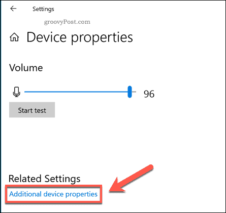Windows-Einstellungen Option für zusätzliche Geräteeigenschaften