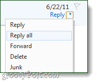 Antworte auf alle Antwort- und Weiterleitungsschaltflächen für Hotmail