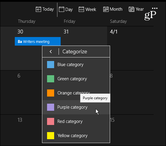 Farbkategorien Kalender