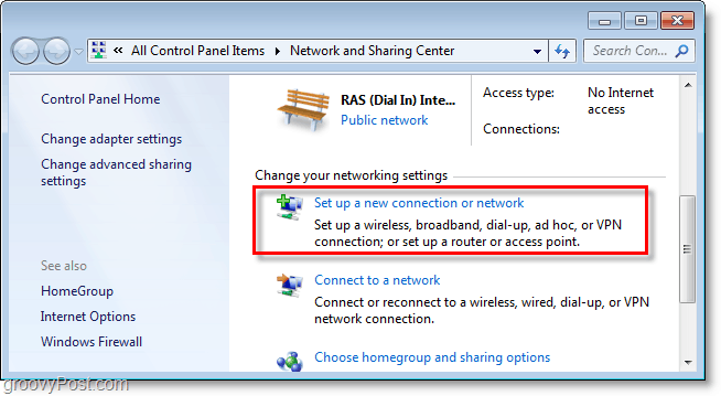 Richten Sie in Windows 7 eine neue Verbindung oder ein neues Netzwerk ein