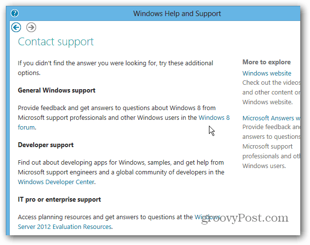 Wenden Sie sich an die Windows 8-Supportforen