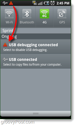 Android USB Debugging verbunden Alarm