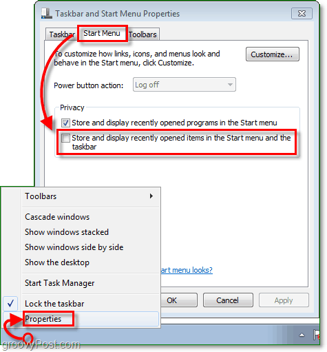 So deaktivieren und löschen Sie den Windows 7-Sprunglistenverlauf