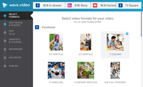 Entwickeln Sie eine Strategie für soziale Videos, erstellen Sie Videos mit Wave.video und Facebook-Vorlagenoptionen.