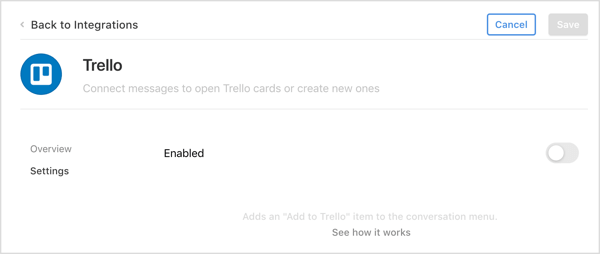 Installieren Sie die Trello-Integration in der Front-App.