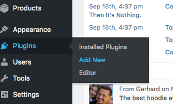 Fügen Sie auf der Registerkarte Plugins ein neues WordPress-Plugin hinzu.
